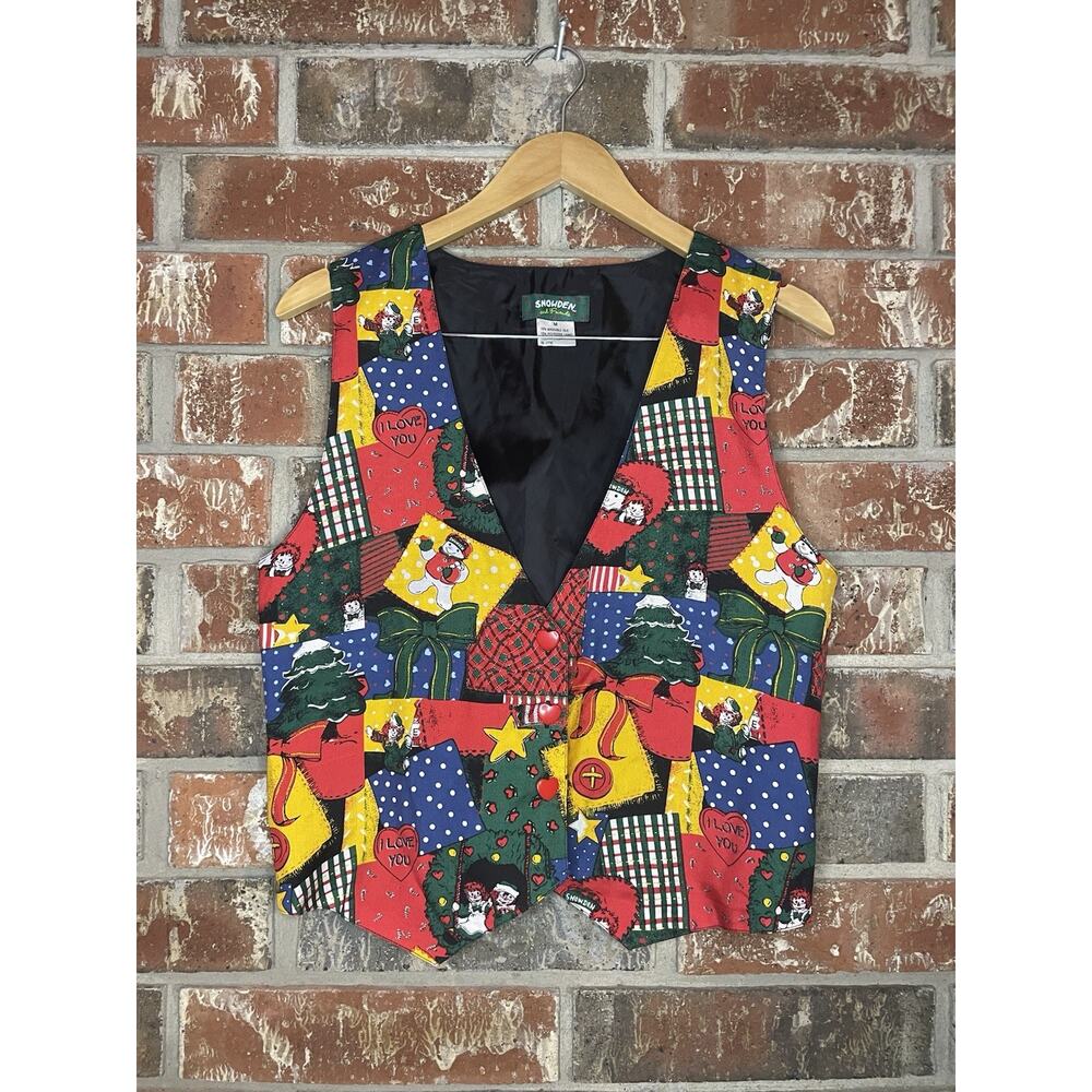Vintage Snowden & Friends Christmas Vest Size Medium Raggedy Ann Festive Holiday